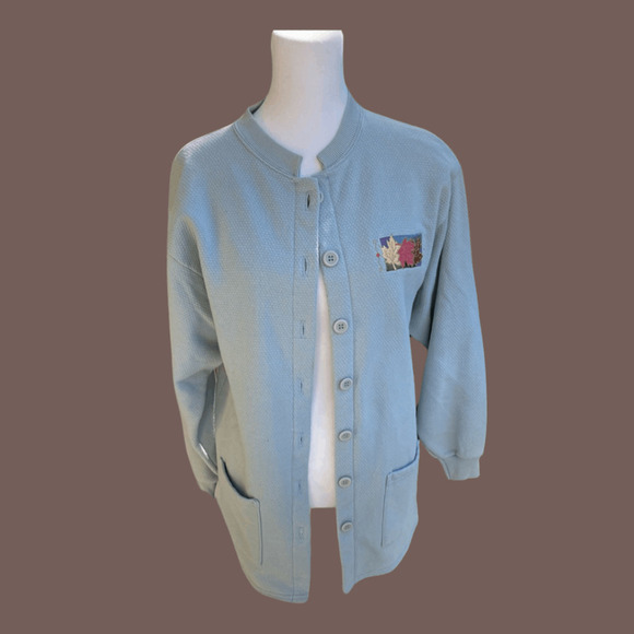 Desert Heat Sweaters - Desert Heat Knit Cardigan | Blue Long Sleeve | Size M | Vintage